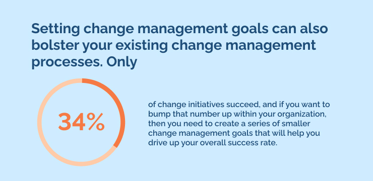 Setting change management goals can also bolster your existing change management processes. Only