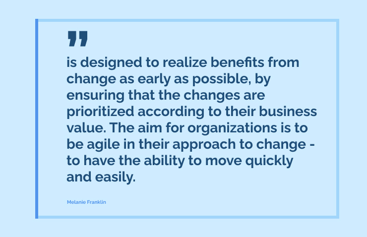 Melanie Franklin explains in her agenda-setting 2014 book, Agile Change Management