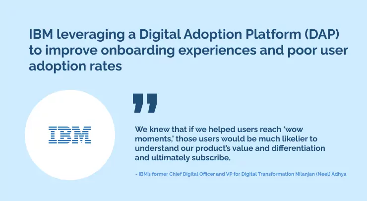 IBM leveraging a Digital Adoption Platform (DAP) to improve onboarding experiences and poor user adoption rates